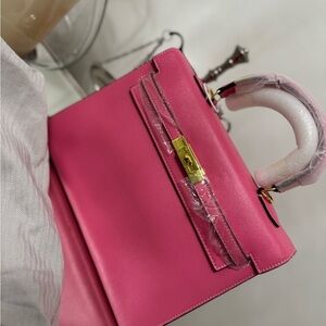Vibrant Pink Leather Satchel